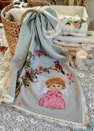 Детский плед "ангел в саду"