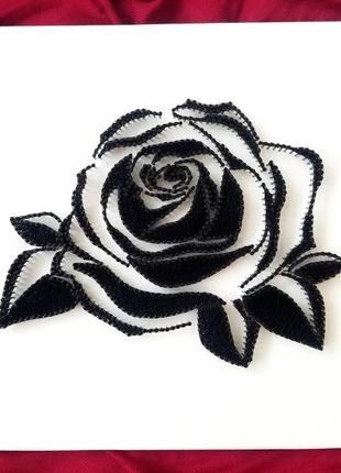 Стринг арт троянда, картина нитками, чорно-біле панно, ізонитка, білий декор на стіну2 фото