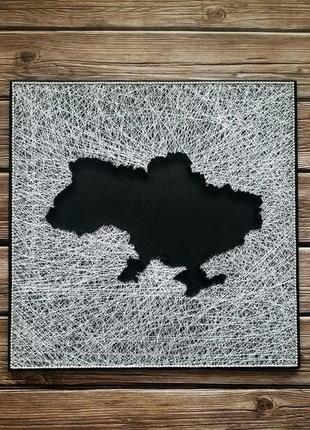 Карта україни, чорно-біла картина україна, string art україна, мапа держави1 фото