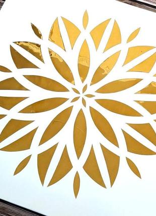 Картина абстрактна золотою квітка, дзеркальна картина метал10 фото