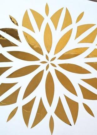 Картина абстрактна золотою квітка, дзеркальна картина метал3 фото