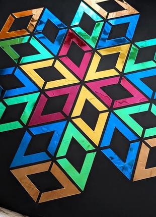 Картина цветная геометрия, кубик рубика, мандала арт, декор яркий8 фото