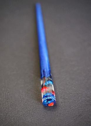 Заколка для волос "маина" из синего дерева граба и цветов гликсии, палочка для прически-пучка10 фото