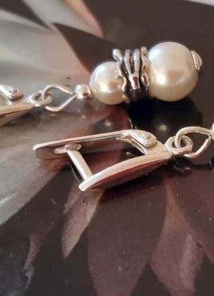 Вишукані срібні сережки з перлами3 фото