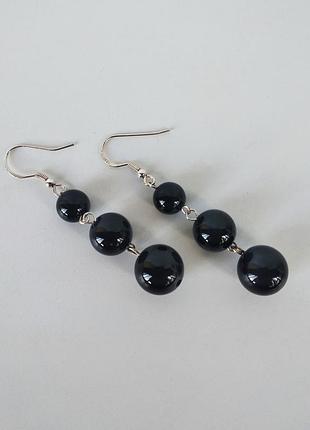 Сережки з натуральним каменем онікс