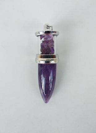Мужская подвеска " пуля " из натурального камня  аметист