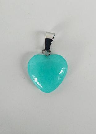 Підвіска серце, натуральний блакитний кварц на шнурку