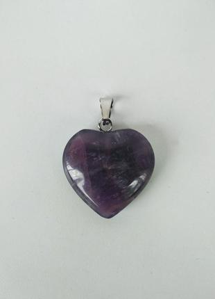 Підвіска серце, натуральний камінь аметист1 фото