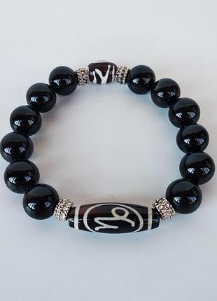 Браслет - талисман для знака козерог с тибетской бусиной дзи