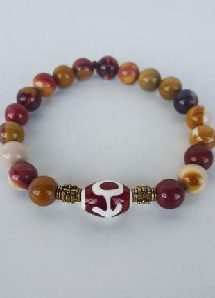 Браслет - амулет  с бусиной дзи " большой человек"