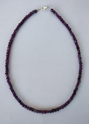 Намисто - чокер з натурального каменю сапфір фіолетовий3 фото