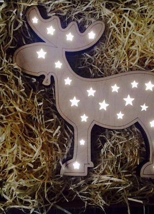 Нічник з дерева лось