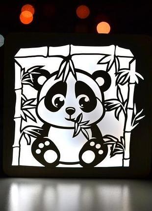 Нічник з дерева - панда