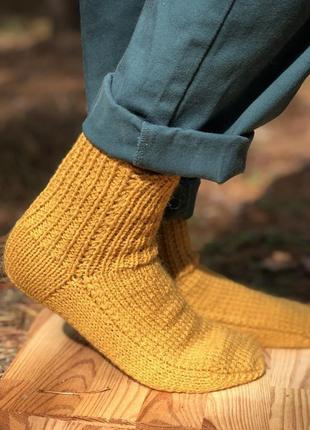 Вязаные носки autumn mustard3 фото