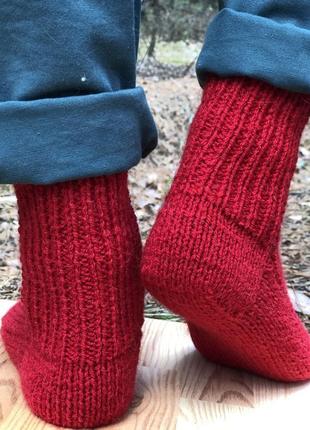 Вязаные носки autumn red4 фото