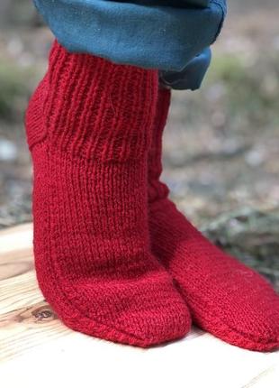 В'язані шкарпетки autumn red3 фото