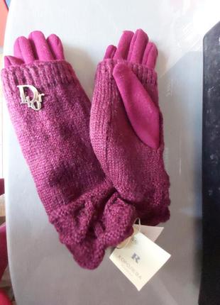 Утепленные перчатки цвета бордо