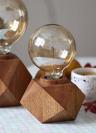 Світильник з дерева дуба. лампа едісона. кубічний нічний світильник. корпоративний подарунок