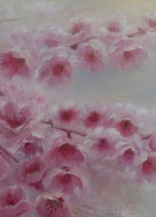 Картина олійними фарбами "цвіт сакури"1 фото