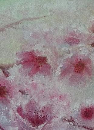 Картина олійними фарбами "цвіт сакури"4 фото