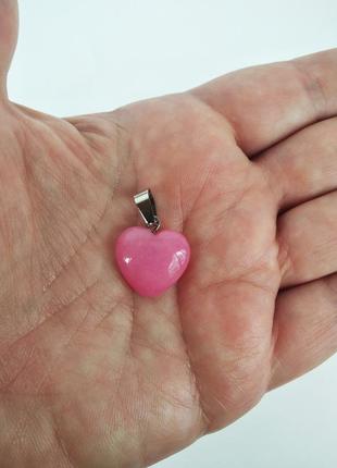 Кулон сердечко, натуральный камень розовый агат2 фото