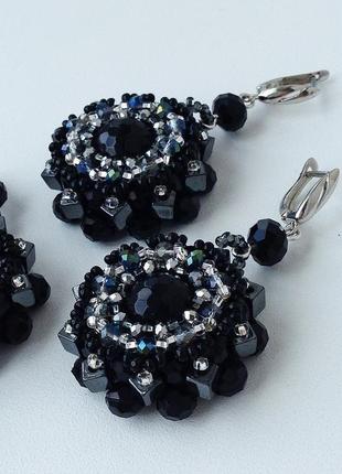 Вечірній комплект чорних прикрас «noire» - браслет і сережки4 фото