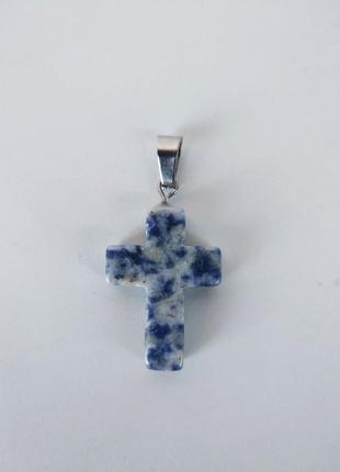 Кулон " крест" из содалита1 фото