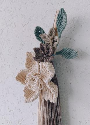 Квіткове декоративне настінне панно макраме6 фото