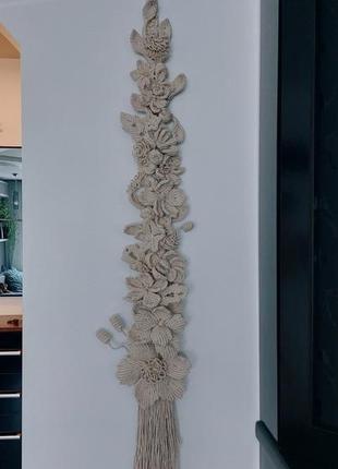 Настенное панно макраме цветы вертикальное10 фото