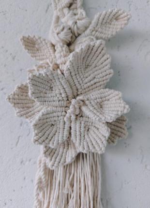 Квітка декоративне настінне панно макраме5 фото