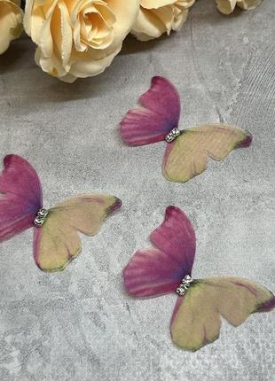 Метелик шифоновий (двошаровий), розмір ≈ 3*4 см, 1 шт, різнокольоровий1 фото