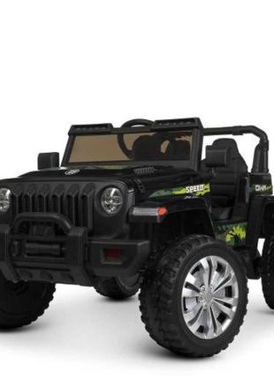 Детский электромобиль джип jeep wrangler 4557 eblr-2 с колесами eva,кожаное сиденье1 фото