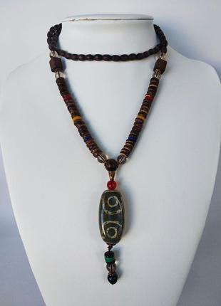 Тибетское ожерелье - амулет с бусиной дзи " 6 глаз"3 фото