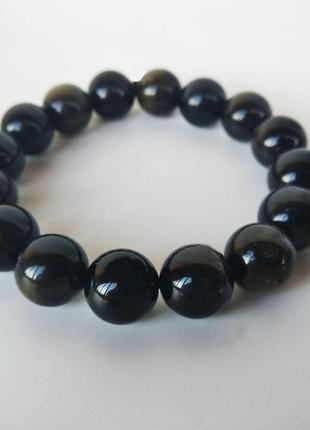 Стильний браслет з натурального каменю - обсидіан