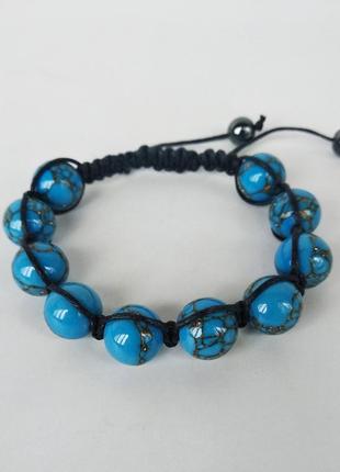 Браслет - шамбала из натурального камня ракушки тридакна