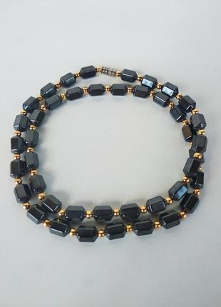 Ожерелье мужское из натурального камня гематит1 фото