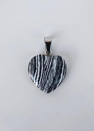 Подвеска сердце - натуральный камень, мраморный агат1 фото