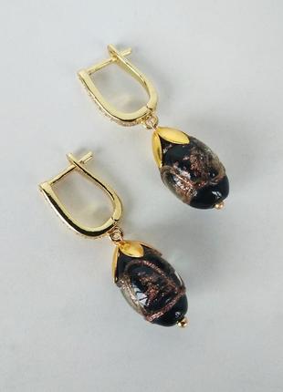 Сережки з намистинами з муранського скла2 фото