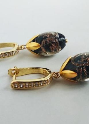 Сережки з намистинами з мурранського скла