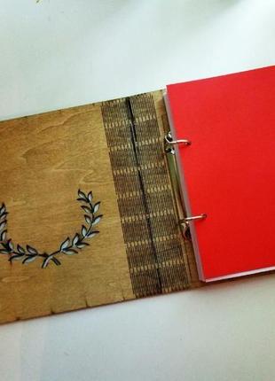 Деревянный блокнот "щоденник лікаря, дневник врача" (на цельной обложке, с ручкой), подарок3 фото