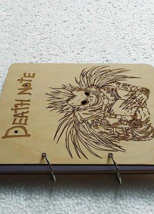 Деревянный блокнот "death note" (на кольцах), ежедневник из дерева, подарок любителю аниме3 фото