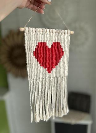 Макраме панно «сердце» / декор / handmade / украинское1 фото