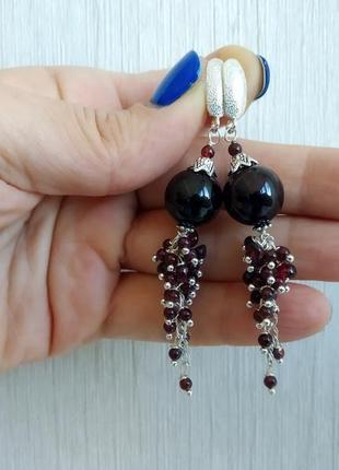 Сережки срібні "гранат гроно" 5