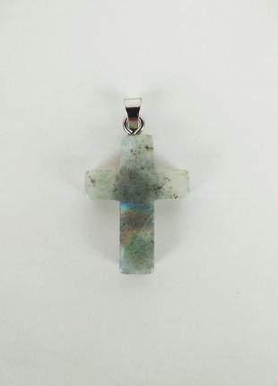 Кулон " крестик ", натуральный камень лабрадор
