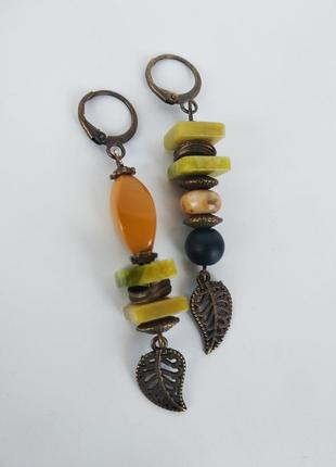 Сережки " варанасі " з натуральним камінням1 фото
