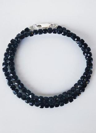 Бусы - чокер из камня черная шпинель