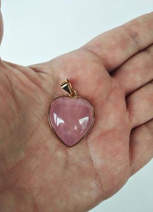 Кулон " сердце" натуральный, розовый кварц3 фото