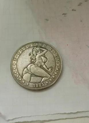 Монета 1 доллар. hobo nickel техника. one dollar 1885 г. коллекция6 фото