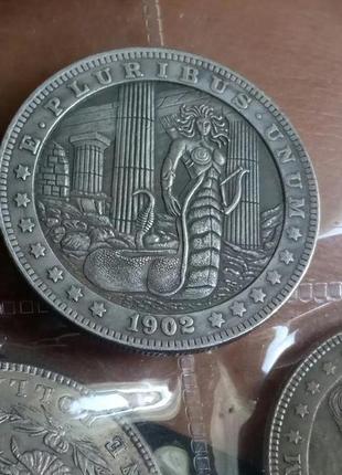 Монета 1 доллар. hobo nickel техника. one dollar 1885 г. коллекция8 фото