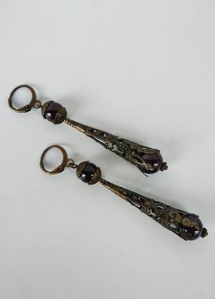 Сережки з натуральним гранатом